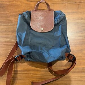 Longchamp Navy and Brown Backpack